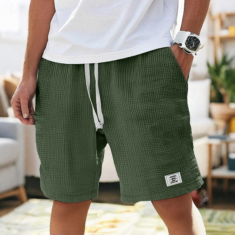 Men's Shorts Summer Shorts Beach Shorts Casual Shorts Drawstring Pocket Elastic Waist Plain Comfort Breathable Short Beach Vacation Holiday Hawaiian Boho Black White 2026 - $25.99 –P12