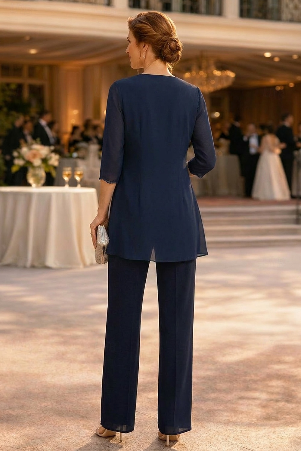 Pantsuit Ankle Length Mother of the Bride Dress Half Sleeve Crew Neck Elegant Vintage Formal Wedding Guest with Solid Color 2026 - $183.99 –P3