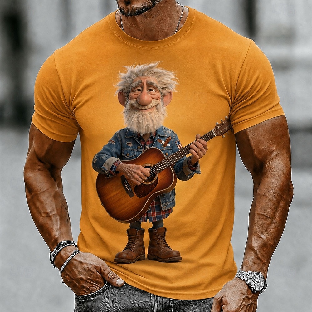 Herren Gitarre Alter Mann T Shirt Kurzarm T-Shirt 3D-Druck Rundhalsausschnitt Hemd Lustig Lässig Täglich Straße Blau Gelb Purpur Sommer Frühling Bekleidung S M L XL 2XL 3XL 2026 - $19.99 –P2
