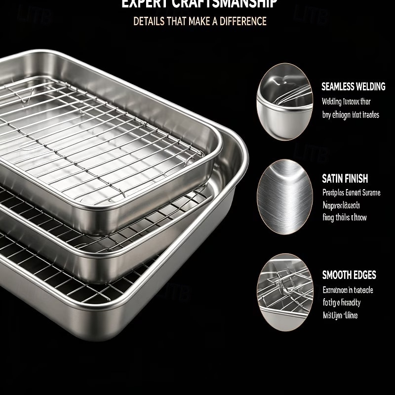 Stainless Steel Baking Sheet Pan with Rack, Heavy Duty Roasting Tray for Oven, Grill & Broiler, Dishwasher Safe Bakeware for Cookies, Bacon, Chicken, Turkey & Vegetables 2026 - $15.99 –P7