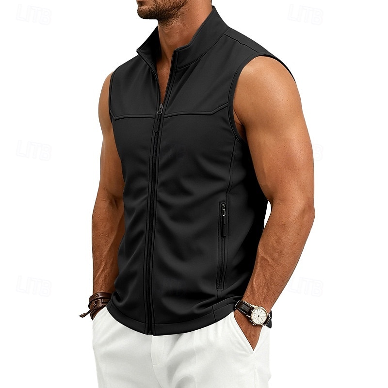 Homme Couleur Unie Gilet de course à pied Veste softshell Débardeur Rembourré Été Printemps Automne Avec Poches Fermeture intégrale Sans manches Séchage Rapide Léger Respirant Salle de sport Pêche de 2026 ? $26.99 –P11