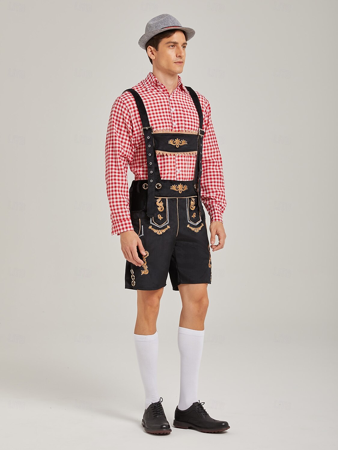 Oktoberfest Lederhosen Set Shirt Tyrolean Hat Knee Length Embroidered German Alpine Heritage Wiesn Men's Carnival Party Beer Festival Traditional Style Cloth 2026 - $69.99 –P6
