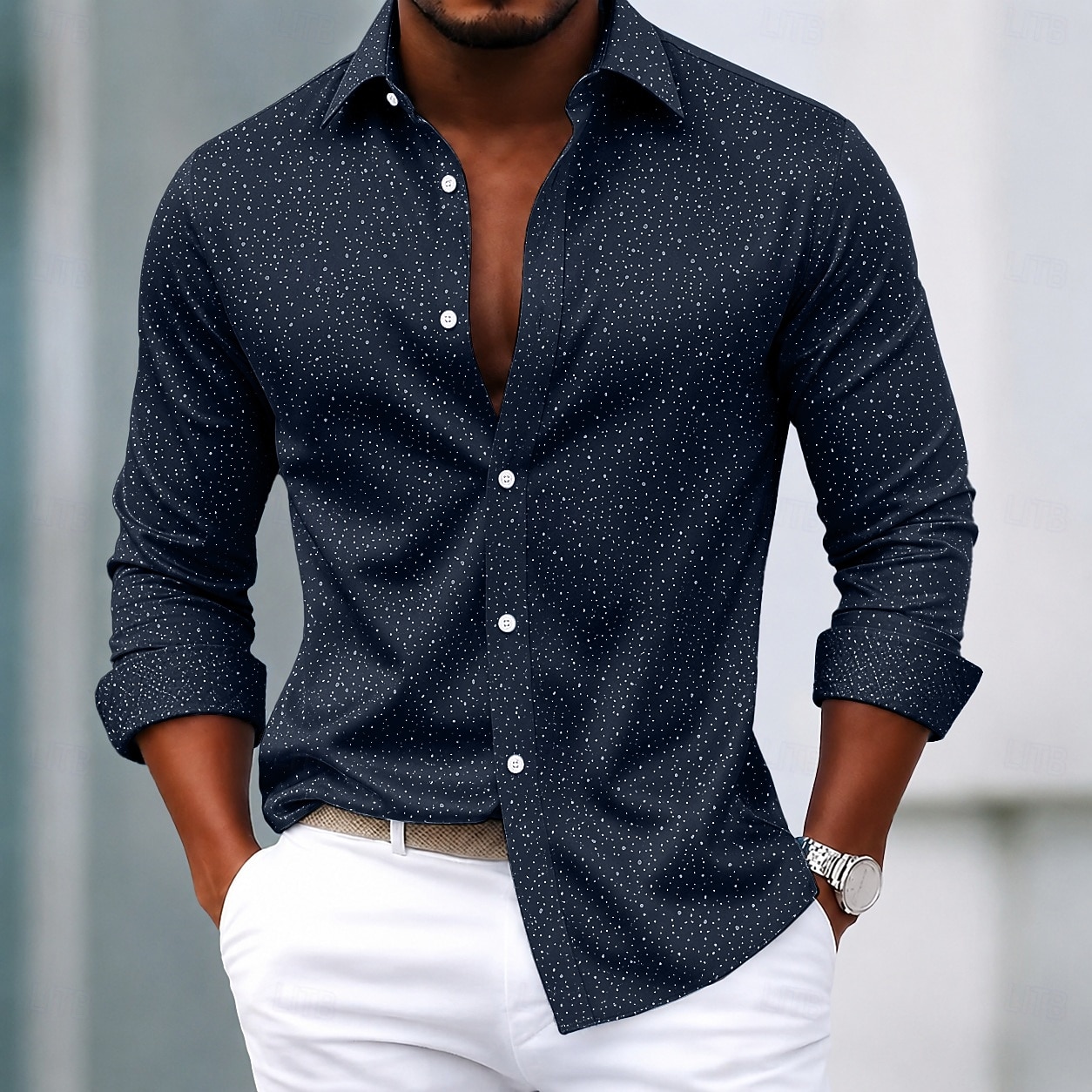 Men's Shirt Dress Shirt Button Up Shirt Polka Dot Casual Daily White Light Blue Black Red Long Sleeve Turndown All Seasons Clothing Apparel Slim Fit 2026 - $27.99 –P2