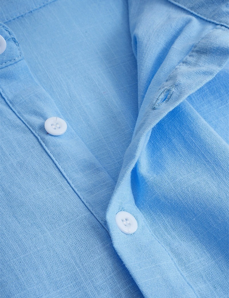 Men's Shirt Linen Shirt Summer Shirt Beach Wear Plain Vacation Casual Black White Blue Khaki Long Sleeve Lapel Spring & Summer Clothing Apparel 2026 - $26.99 –P6