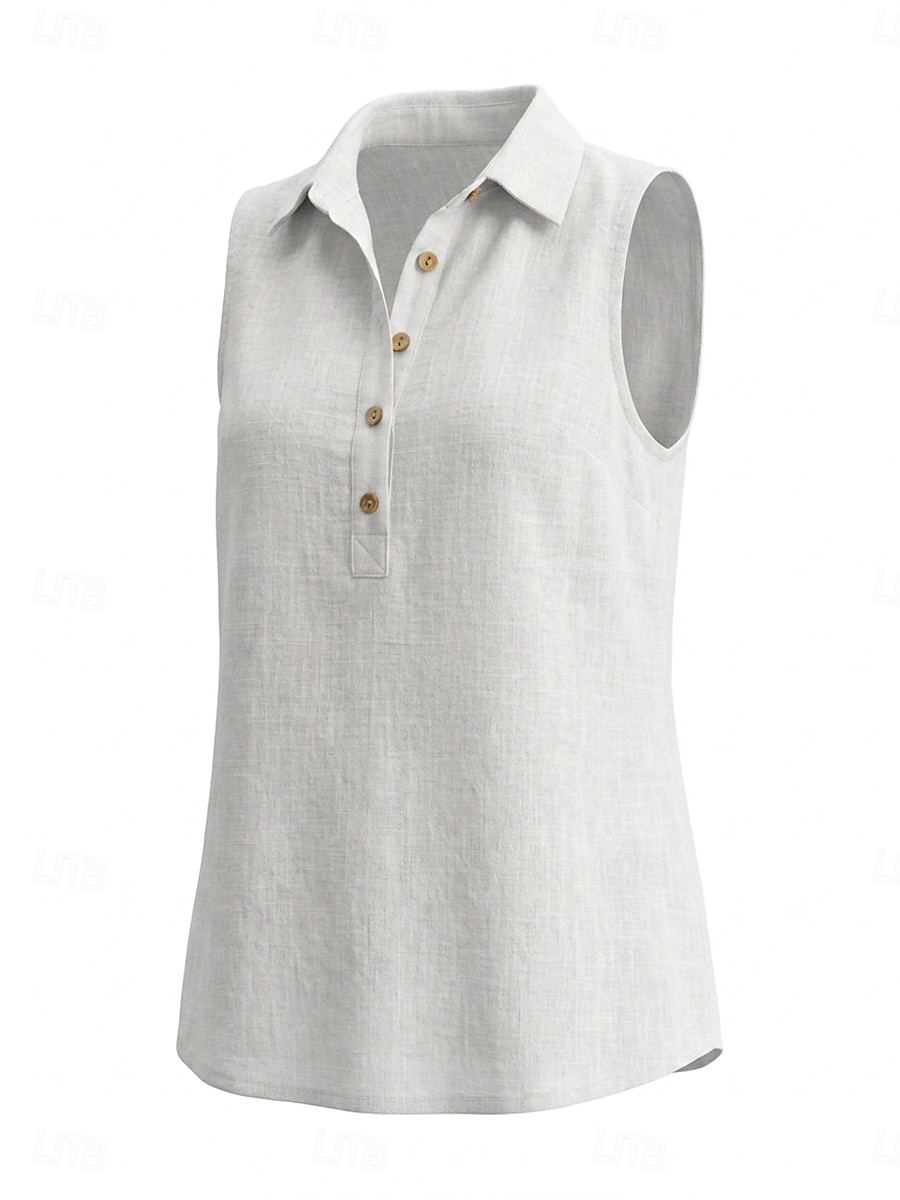 2er-Pack Damen-Westen aus Baumwoll-Leinen mit Struktur, Knöpfen, Vintage-Stil, ärmellos, Reverskragen, normale Passform, blau, weiß, gelb, Sommer/Frühling 2026 - $31.99 –P6