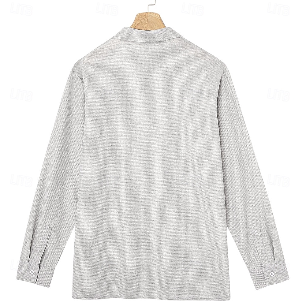 Per uomo Camicia Camicia a nido d'ape Camicia casual Camicia con colletto alla coreana Camicia con Bottoni Rosa Azzurro cielo Grigio Manica Lunga Semplice Collo alla coreana Casuale Quotidiano del 2026 a $32.99 –P5