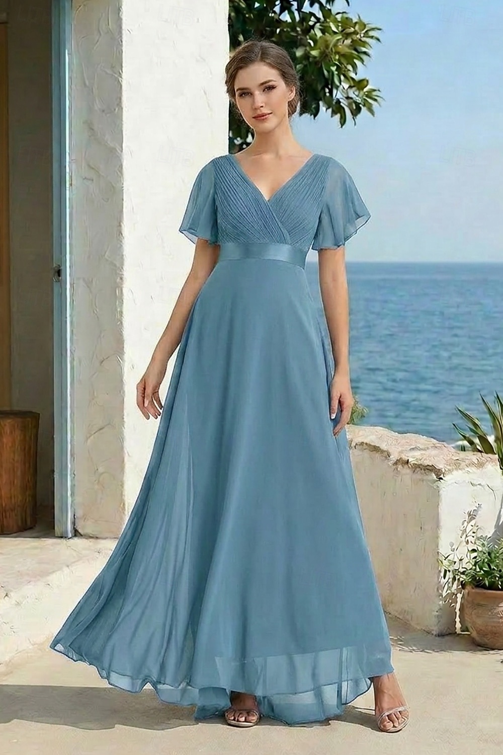 chiffon bridesmaid dresses for beach wedding Two-Piece Lace and Chiffon Long Bridesmaid Dress for Beach Weddings   Lovedreamdress