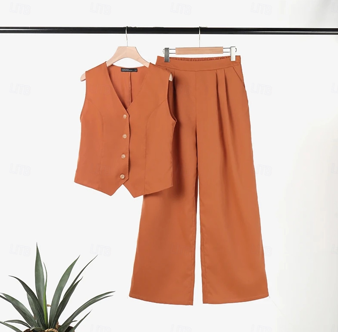 Damen Hosen-Sets Ärmellos V Ausschnitt Einfarbig Gerafft Elegant Lässig Täglich Schwarz Weiß Orange Frühling & Sommer 2026 - $33.99 –P2