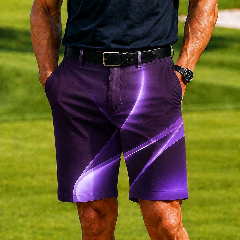Homens Ondas Arte abstrata Bloqueio de cores Bermudas Shorts casuais Bermudas de Golfe Cintura Média Business casual Trabalho Golf férias na praia Calções de corte reto com 4 bolsos Designer Roupa de 2026 por $25.99 –P2