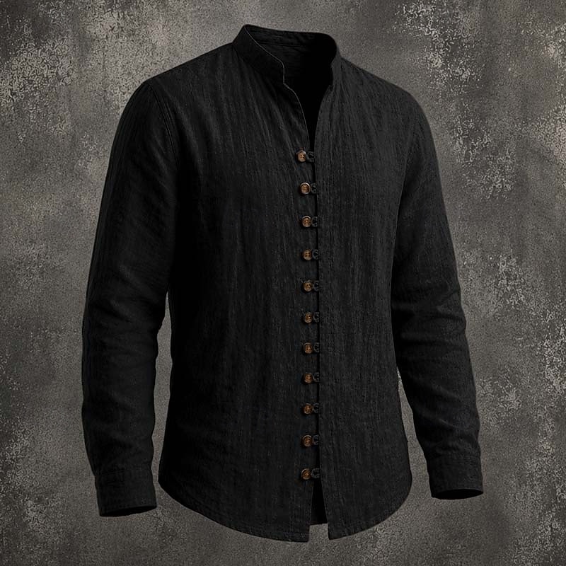 Heren Overhemd Linnen overhemd Zomer overhemd Normaal shirt Overhemd met knopen Effen Casual Dagelijks Zwart Wit Blozend Roze Hemelsblauw Lange mouw Band Kraag Lente zomer Zomer Kleding Knop 2026 - $26.99 –P9