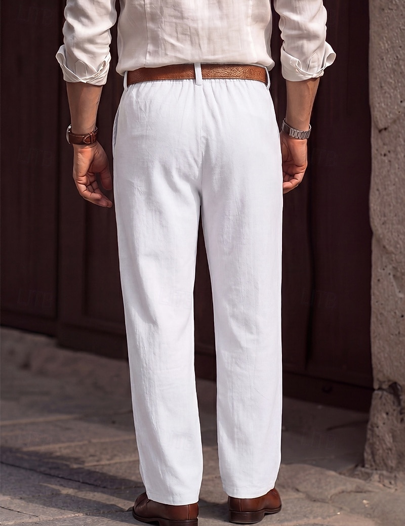 Per uomo Pantaloni di Lino Pantaloni Pantaloni Eleganti Pantaloni casual Tasca Elastico in vita Gamba Dritta Semplice Confortevole Traspirante Lunghezza intera Casuale Quotidiano Affari Moda del 2026 a $25.99 –P8