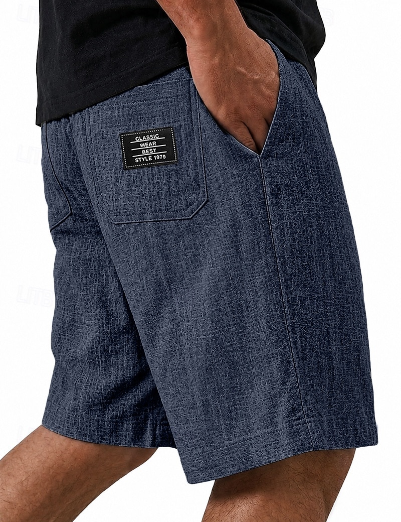 Hombre Pantalón corto Pantalones cortos de lino Pantalones cortos de verano Pantalones cortos casuales Correa Cintura elástica Un Color Comodidad Ligero Longitud de la rodilla Casual Diario Exterior 2026 - $24.99 –P3