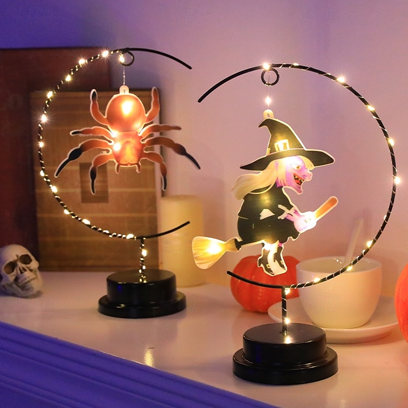 LED-koristeellinen lumottu halloween-yövalo, paristokäyttöinen pöytävalaisin kuunsirppilamput yöpöydän yövalot lahjat sopivat halloween cosplay -juhliin 2026 - $18.99 –P1