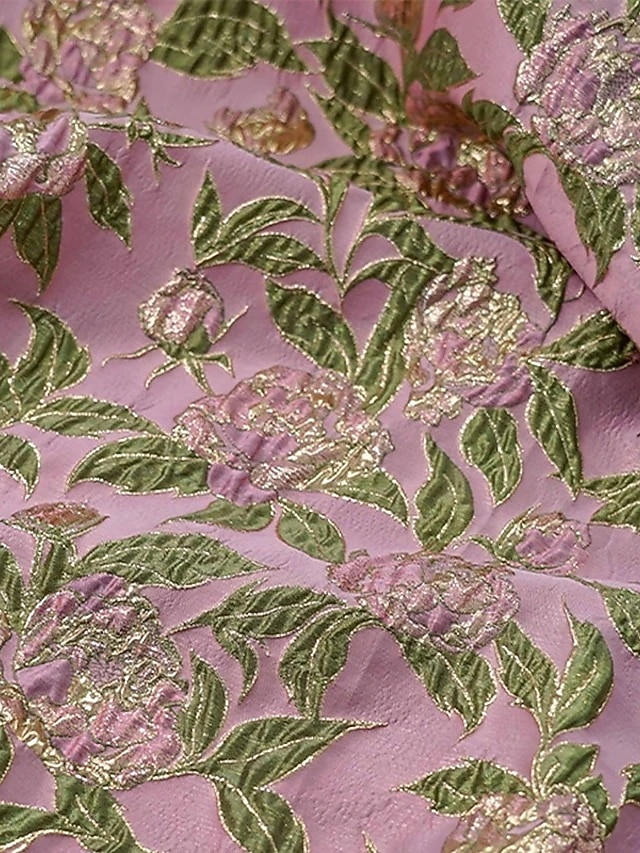 Linea ad A Lunghezza al pavimento Abito Formale Abito da Sera Elegante Floreale Madre della sposa Manica 3/4 Scollo a Barca Festa serale Matrimonio Jacquard Shiena scoperta con Strass Pieghe Perline del 2026 a $182.99 –P2