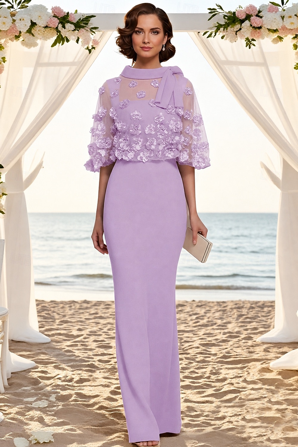 Due Pezzi Lunghezza al pavimento Vestito da Festa Abito da Cocktail Abito da invitata a nozze Abito da cerimonia per signora Manica Corta Mezza Manica Girocollo Scollo Tondo Elegante Formale Ospite del 2026 a $95.99 –P9