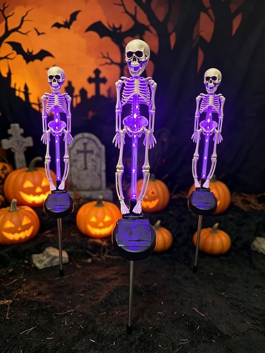 Solar Powered Skeleton Skeleton Ground Stake Lights, Outdoor Garden Yard Glowing Decorative Landscape Lamp for Halloween Holiday Party Atmosphere Decor 2026 - $16.99 –P10