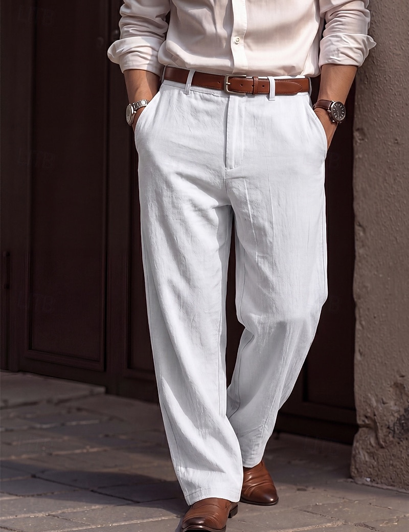 Per uomo Pantaloni di Lino Pantaloni Pantaloni Eleganti Pantaloni casual Tasca Elastico in vita Gamba Dritta Semplice Confortevole Traspirante Lunghezza intera Casuale Quotidiano Affari Moda del 2026 a $25.99 –P7