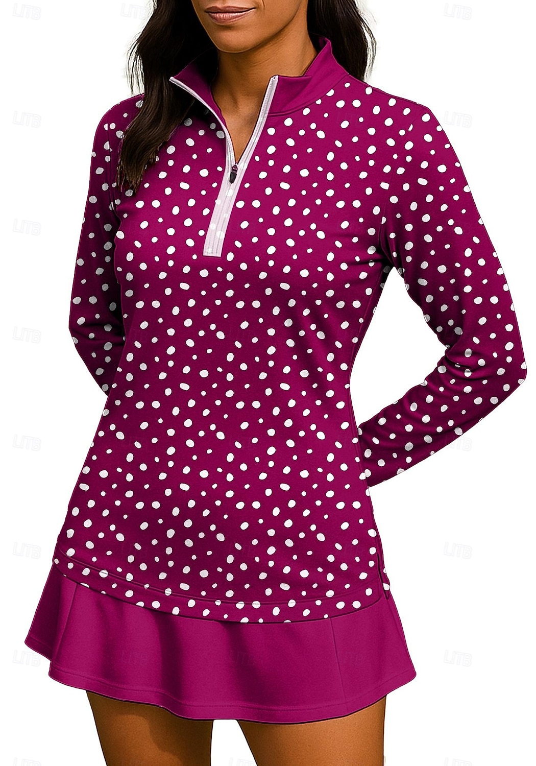 Pentru femei Punct Tops Tricou sport Cămașă de tenis Top de tenis Manșon Lung Fermoar Floral UPF50+ Rezistent la UV Înaltă Elasticitate Confortabil la umezeală Respirabil Volei Tenis Golf Gât Înalt 2026 - $22.99 –P6