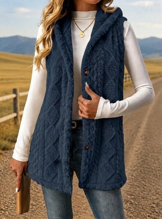 Damen Tunika Knöpfe Einfach Bohemien Vintage Lässig Ärmellos V Ausschnitt Mit Kapuze Lange Oberteile Lässig Ausgehen Blau Khaki Schwarz Rosa Rote Frühling Herbst Winter 2026 - $28.99 –P8