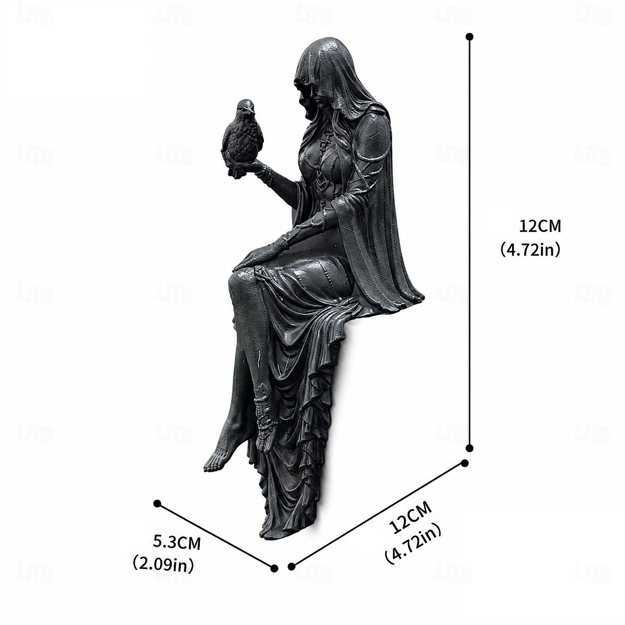 Halloween Gothic Raven Shelf Sitter Statue Symbol of Mystery, Wisdom & Dark Elegance Hooded Dark Lady Statue Witch Holding Raven, Decorations Sitting Woman Figurine 2026 - $24.99 –P3