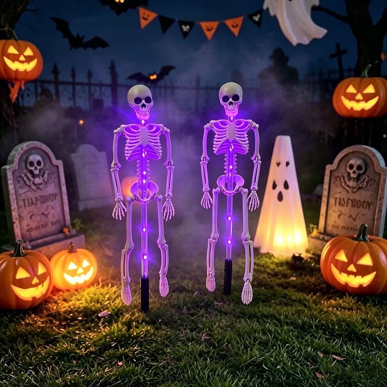 Solar Powered Skeleton Skeleton Ground Stake Lights, Outdoor Garden Yard Glowing Decorative Landscape Lamp for Halloween Holiday Party Atmosphere Decor 2026 - $16.99 –P11