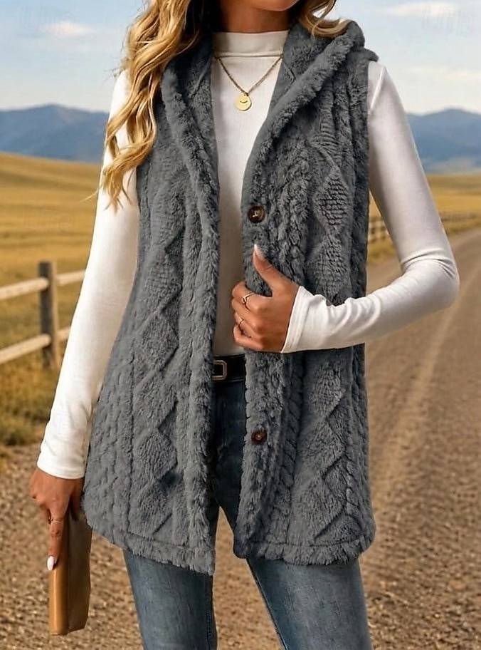 Damen Tunika Knöpfe Einfach Bohemien Vintage Lässig Ärmellos V Ausschnitt Mit Kapuze Lange Oberteile Lässig Ausgehen Blau Khaki Schwarz Rosa Rote Frühling Herbst Winter 2026 - $28.99 –P4