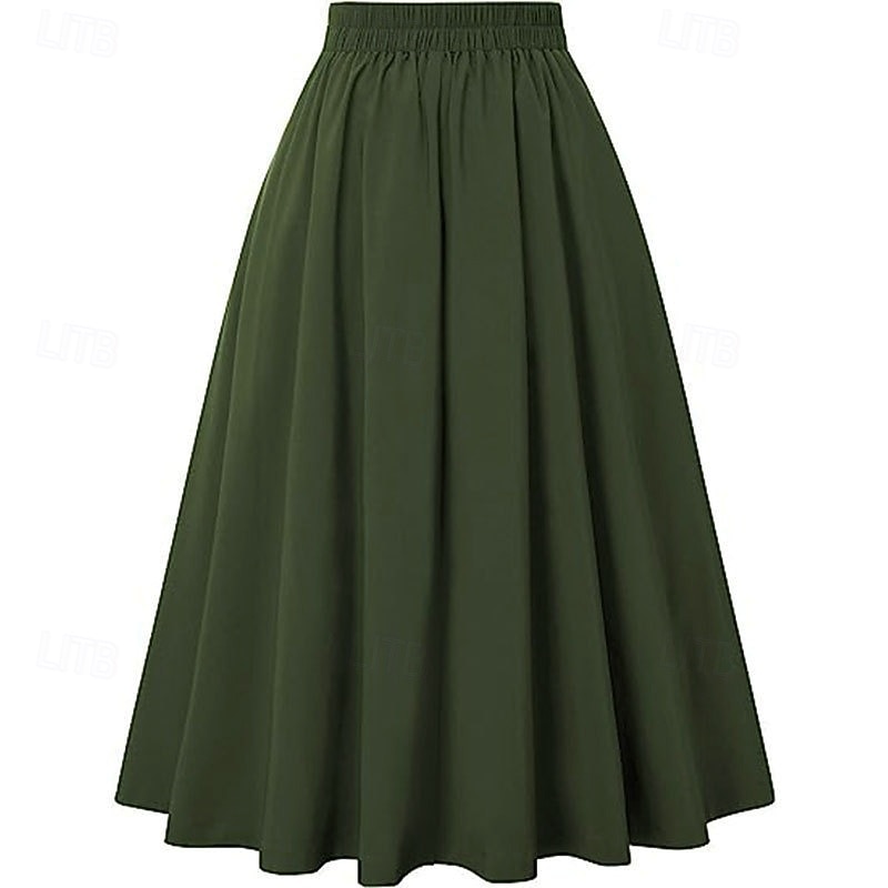 Retro vintage Jaren '50 rockabilly Lange Lengte Swing rok Effen Kleur Kostuum Dames Maskerade Casual Alledaagse kleding Teaparty Volwassenen Rok 2026 - $24.99 –P6