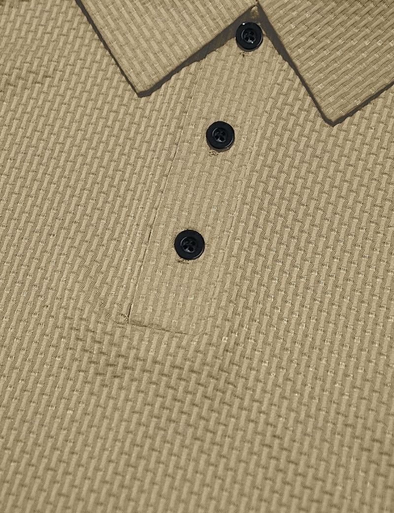 Herren Poloshirts Polohemd aus Eisseide-Seersucker Lässig Straße Revers Kurzarm Basic Modern Einfach Jacquard Leicht Sommer Frühling Blau Weiß Schwarz Khaki Armeegrün Poloshirts 2026 - $21.99 –P13