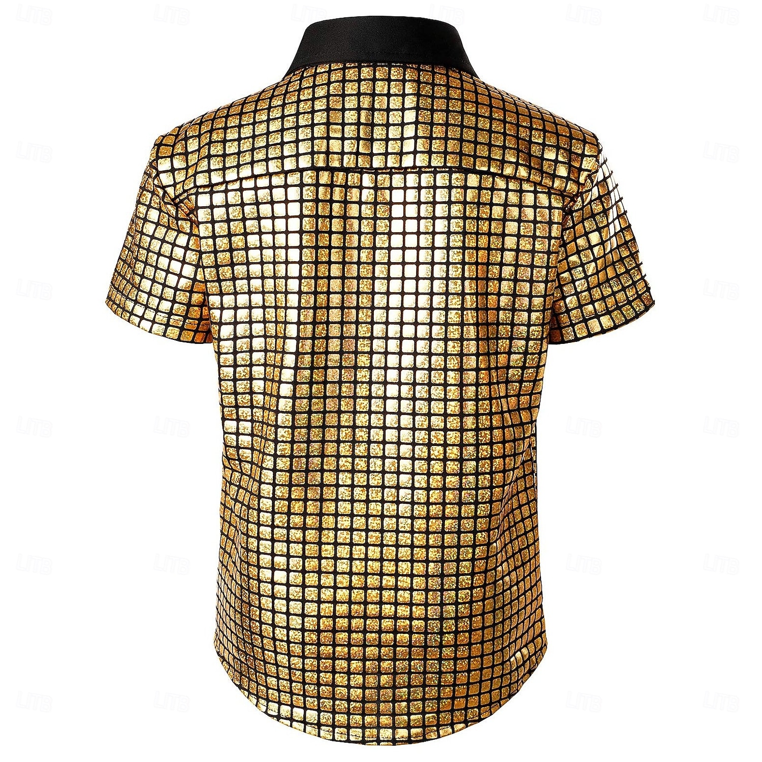 Retro Vintage 1970s Disco Shirt Short Sleeves Shiny Metallic Fancy Dress Men's Carnival Costume Halloween Carnival Masquerade Music Festival Party / Evening Nightclub Adults' Shirt Spring & Summer 2026 - $21.99 –P2