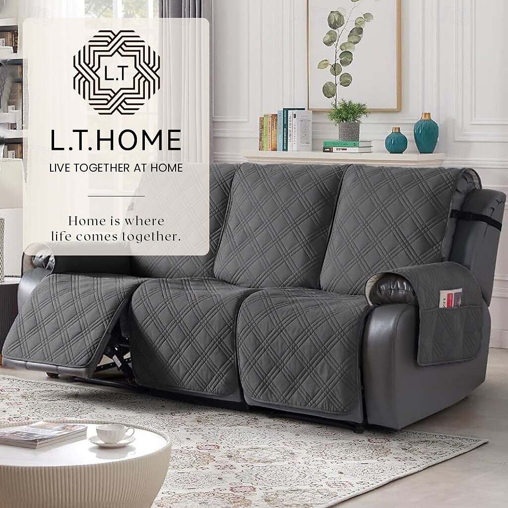 L.T.HOME Couch Cover for Pets 3 Seater 100% Waterproof Spillproof 4 Layer Quilted Reclining Sofa Cover with Side Pockets Non Slip Washable Furniture Protector Dark Gray 2026 - $93.99 –P7