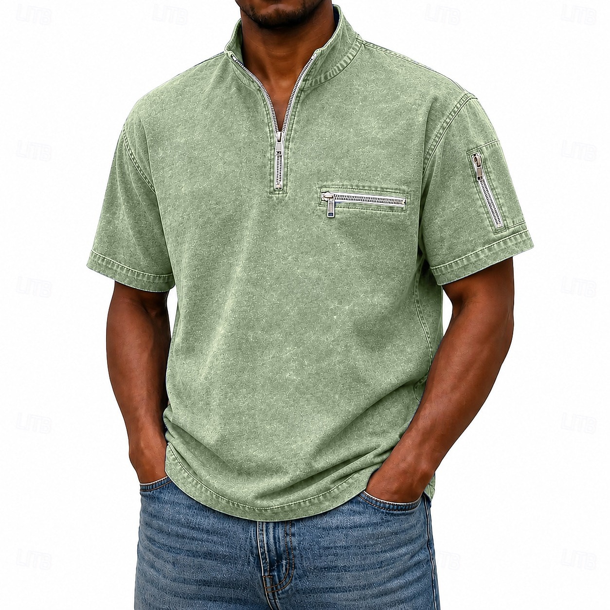 Camisas Polo Masculinas SoftFade™ Camisa Lavagem Ácida Casual Trabalho Gola Polo Zíper Quarto Curta Moda Básica Cor Sólida Com Zíper e Bolso Primavera Verão Azul Violeta Azul Marinho Verde de 2026 por $32.99 –P8
