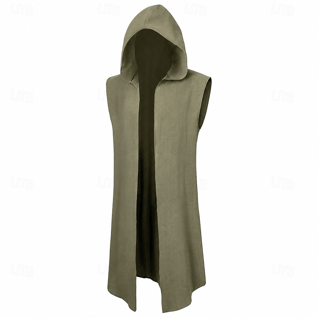 Retro Vintage Medieval Renaissance Waist Belt Hooded Cloak Arm Guards Sleeveless Archer Ranger Solid Color Fancy Dress Men's Fantasy Masquerade Party Renaissance Fair LARP Adults' Cloak Waist Belt 2026 - $47.99 –P11