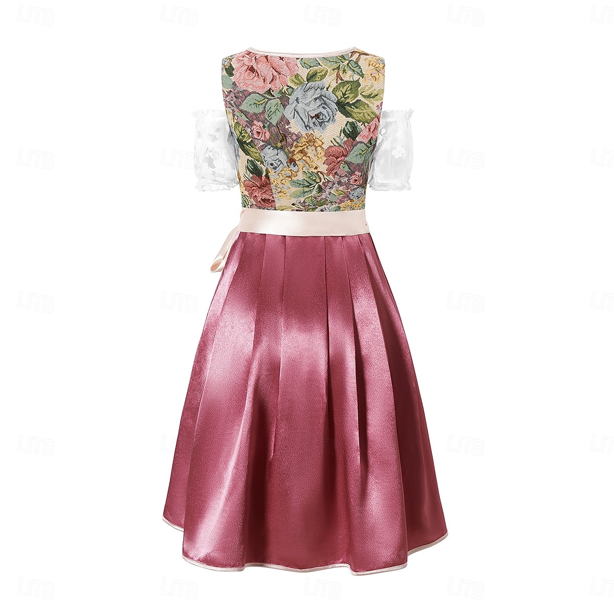 Oktoberfest Vestido de dirndl Conjunto de dirndl Blusa con falda acampanada Longitud midi Encaje Hombros Caídos Manga de globo de soplo Mucama Alemán alpino Herencia prados Mujer Carnaval Festival de 2026 - $58.99 –P2
