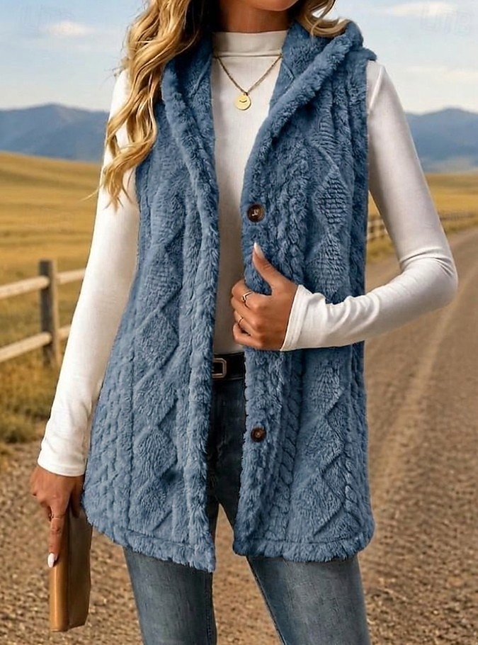 Damen Tunika Knöpfe Einfach Bohemien Vintage Lässig Ärmellos V Ausschnitt Mit Kapuze Lange Oberteile Lässig Ausgehen Blau Khaki Schwarz Rosa Rote Frühling Herbst Winter 2026 - $28.99 –P5