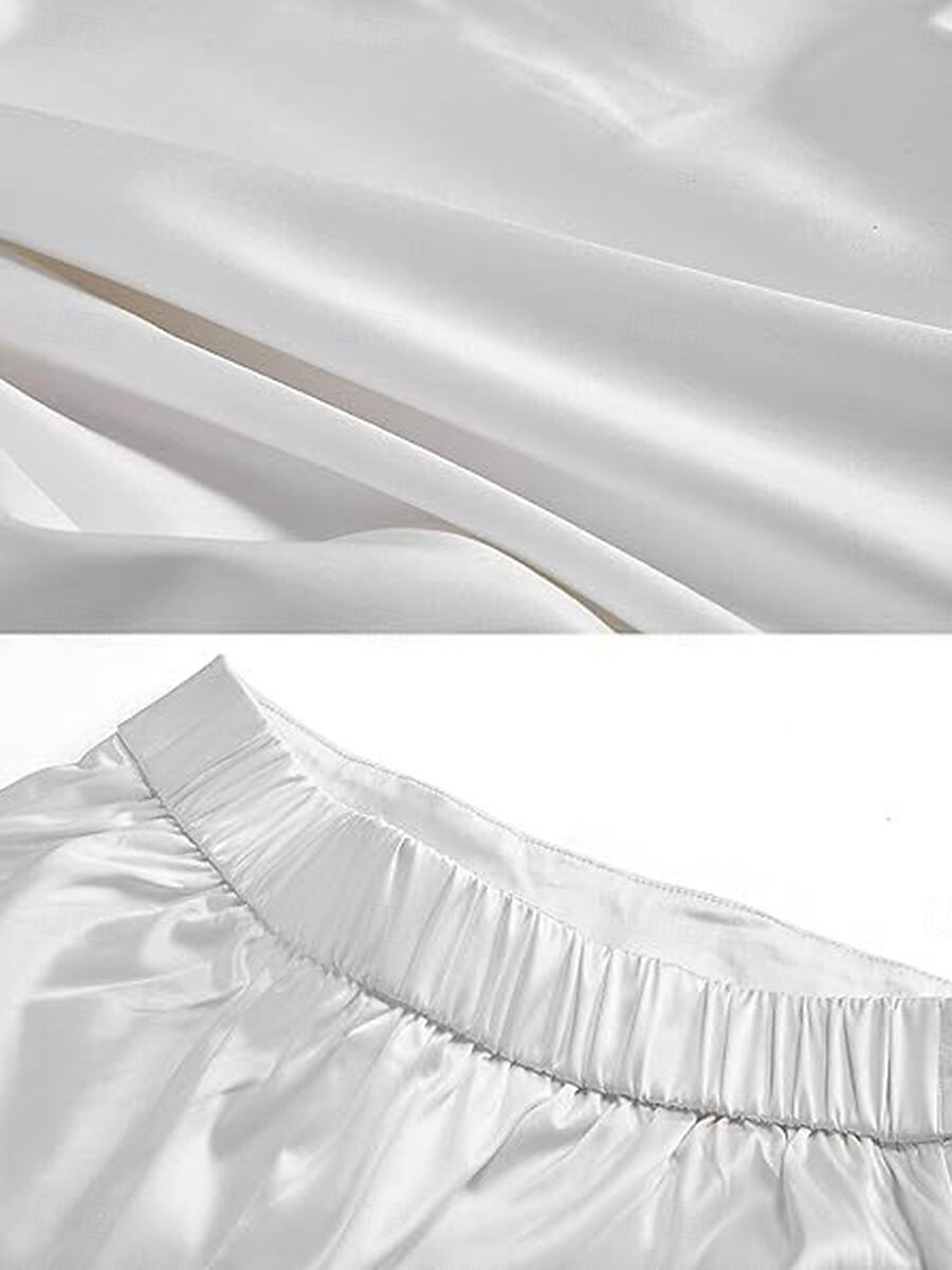 Mulheres Calças de cetim Perna larga Calças cônicas chinês Elegante Roupa de rua Casual Comprimento total Cintura Média Tecido Bolsos Cintura elástica Confortável Sem Elasticidade Micro-Elástica Ao de 2026 por $34.99 –P5