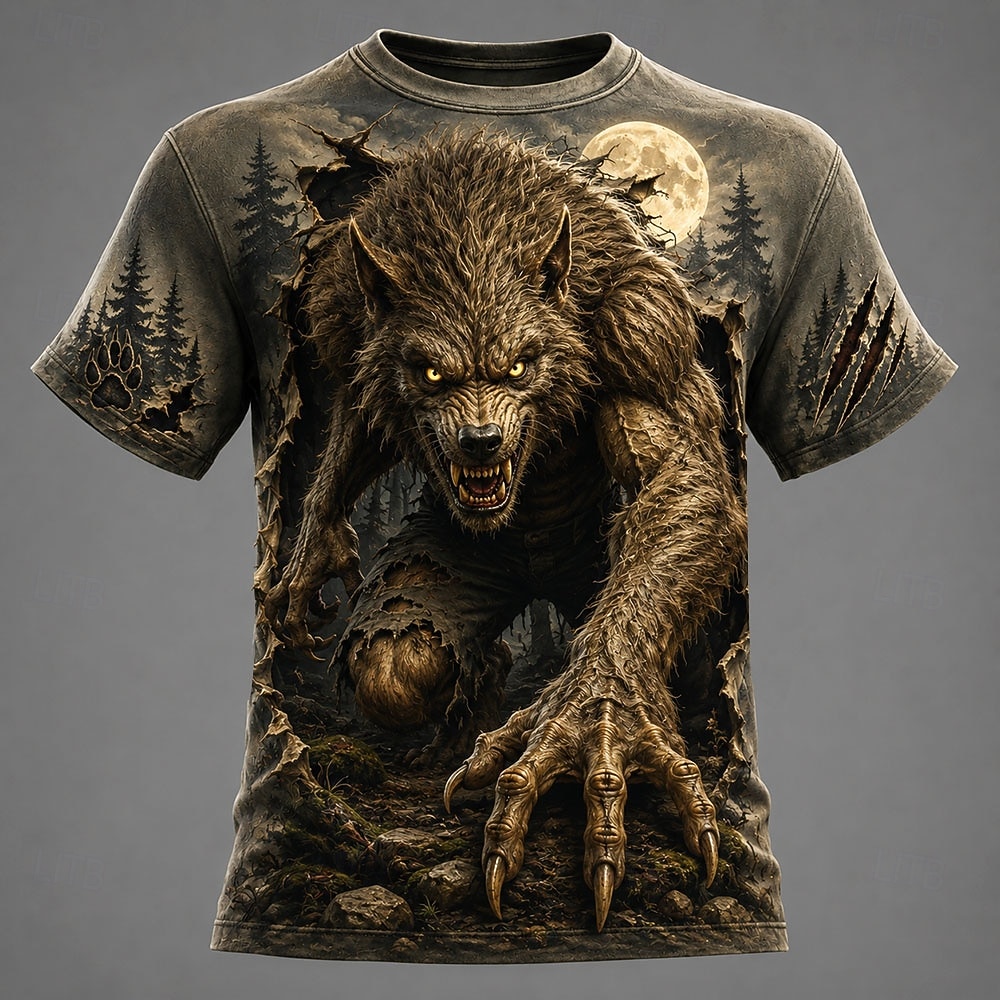 Halloween Men's Werewolf T Shirt Short Sleeve T shirt 3D Print Crew Neck Shirt Dark Casual Daily Street Red Brown Green Summer Spring Clothing Apparel S M L XL 2XL 3XL 2026 - $19.99 –P2