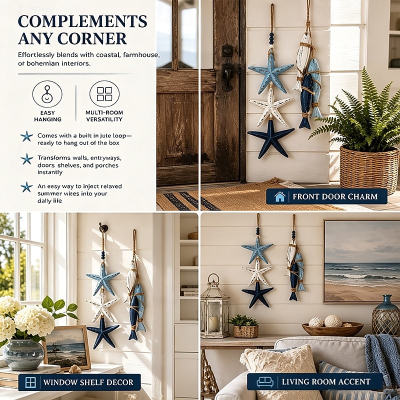 Lighted Wooden Fish & Starfish Wall Decor – Beachy Wall Decor with Warm LEDs, Coastal Nautical Hanging Decor for Bathroom, Porch & Beach House 2026 - $29.99 –P11