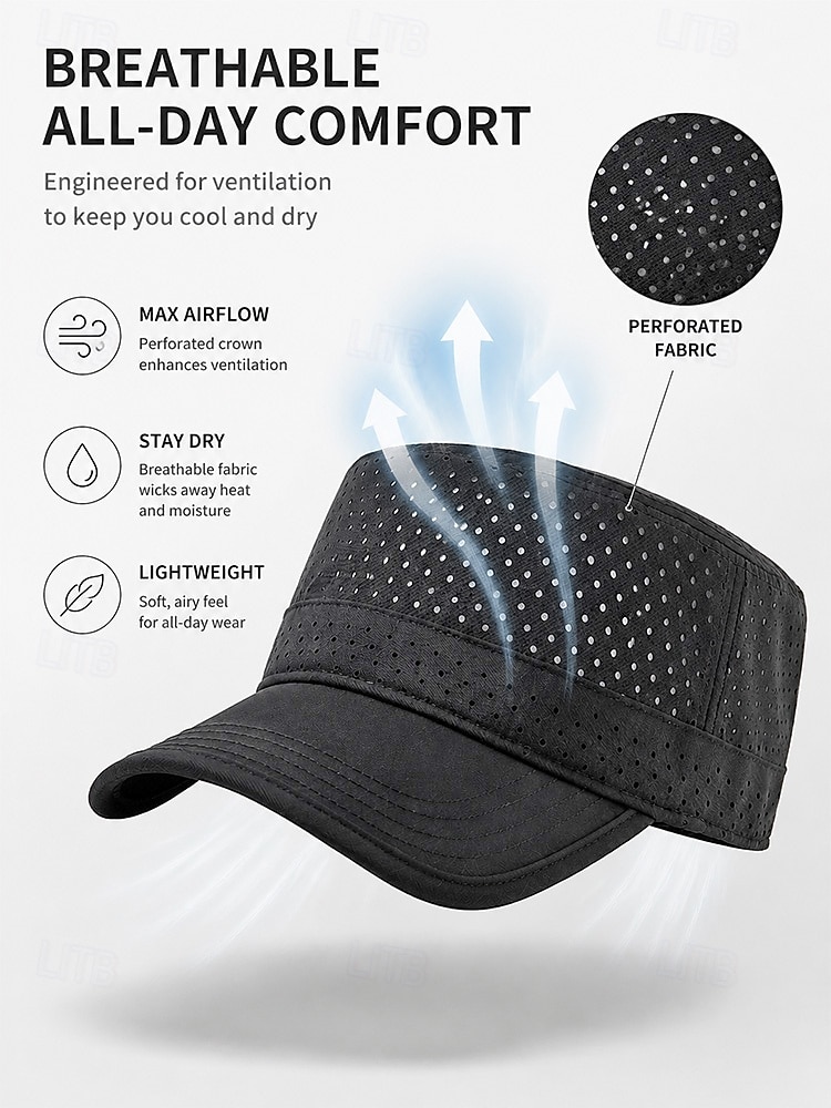 Men's Breathable Quick-Dry Military Cap, Lightweight Perforated Polyester Adjustable Cadet Hat in Multiple Colors for Summer Travel, Hiking, Fishing, Golf, Camping & Daily Wear 2026 - $14.99 –P7