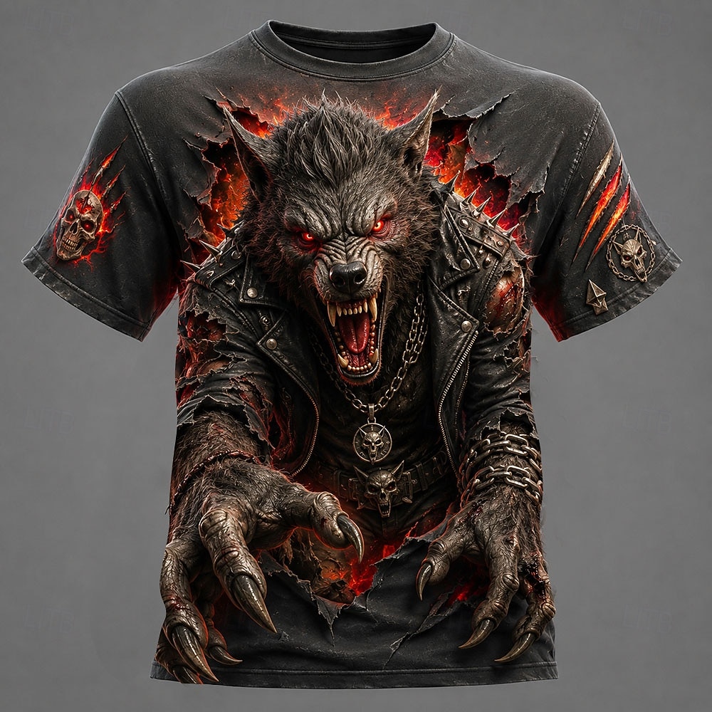 Halloween Men's Werewolf T Shirt Short Sleeve T shirt 3D Print Crew Neck Shirt Dark Casual Daily Street Red Brown Green Summer Spring Clothing Apparel S M L XL 2XL 3XL 2026 - $19.99 –P3