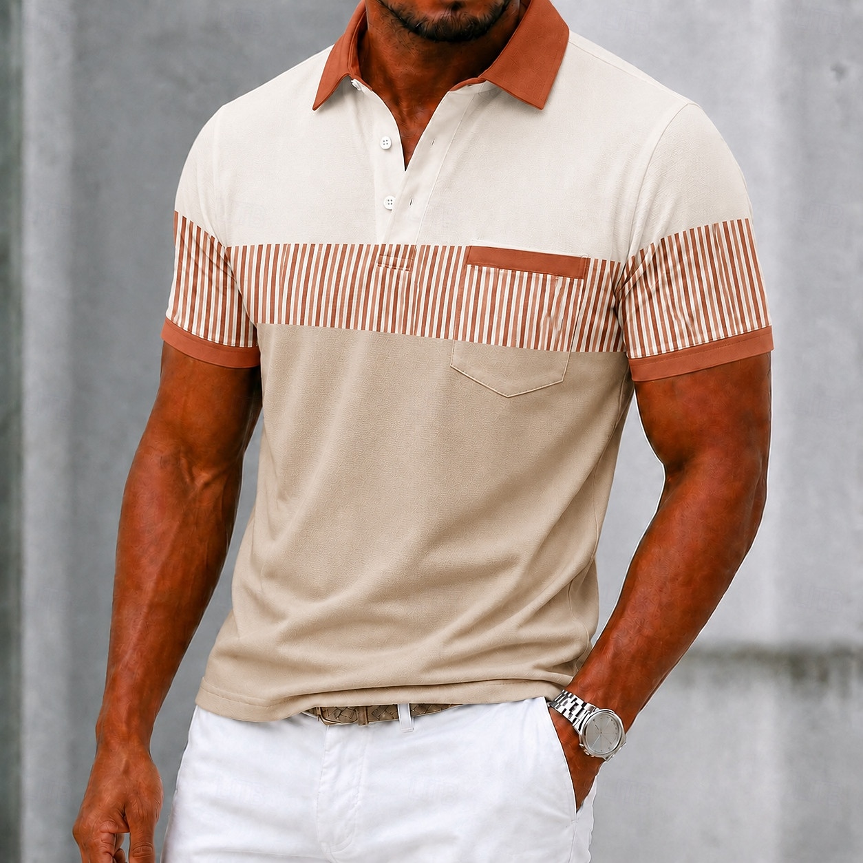 Homme Bloc de Couleur Rayé Polo Manche Courte Polos Chemises à Col Vêtement décontracté de travaile Extérieur Athleisure Tenue quotidienne Impression 3D Boutons Été Printemps Bleu Rouge Marron de 2026 ? $24.99 –P3