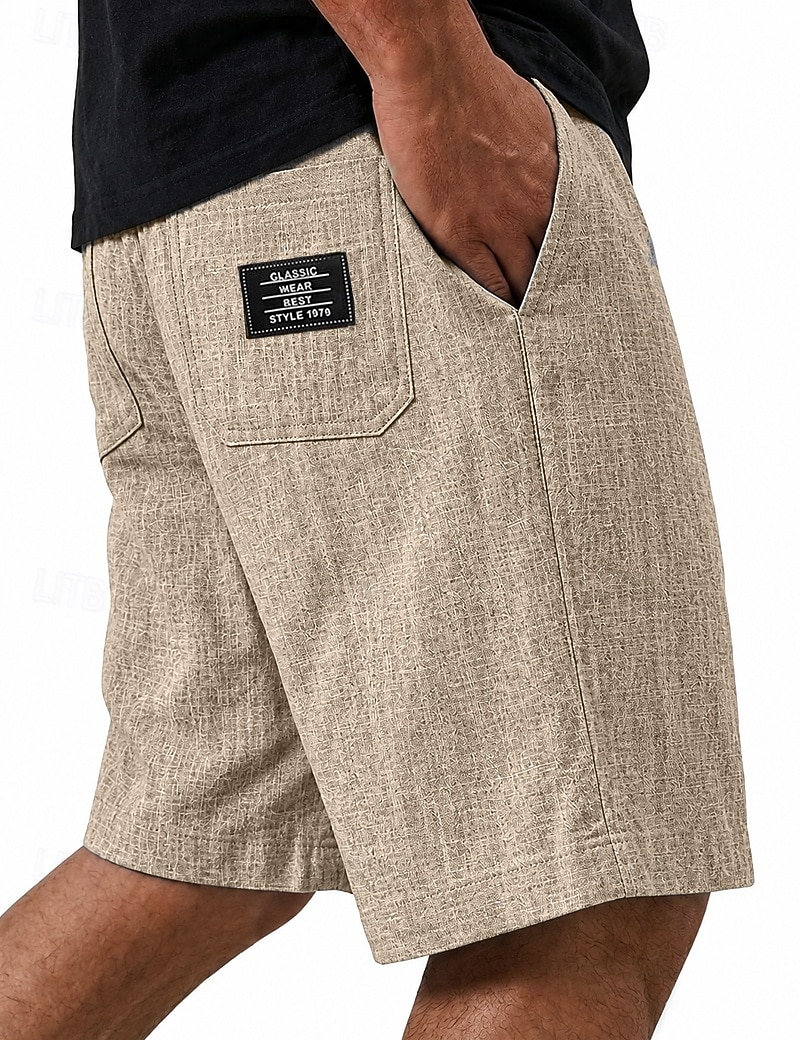 Hombre Pantalón corto Pantalones cortos de lino Pantalones cortos de verano Pantalones cortos casuales Correa Cintura elástica Un Color Comodidad Ligero Longitud de la rodilla Casual Diario Exterior 2026 - $24.99 –P5