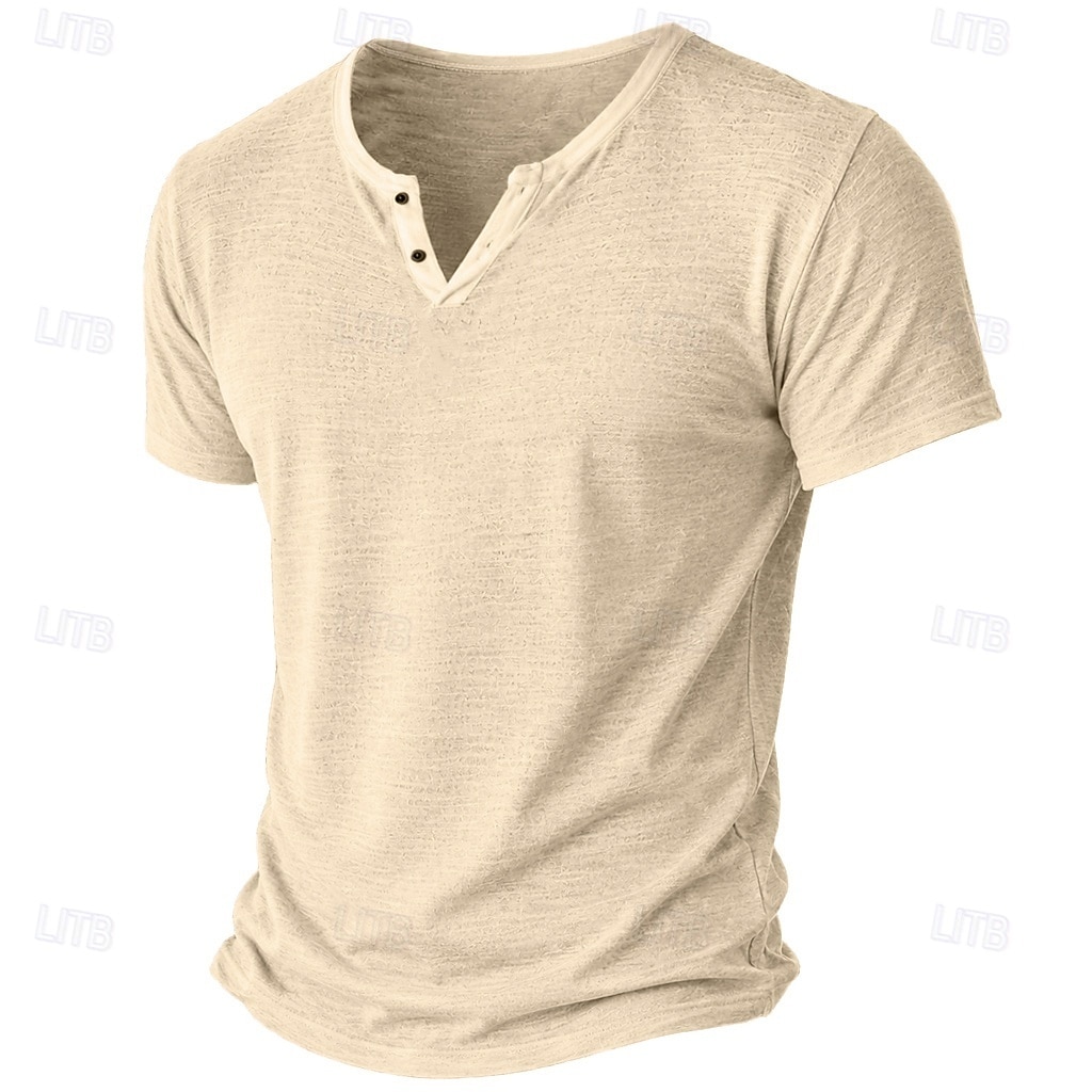 Men's T Shirt Knit Tee Tee Top Short Sleeve V Neck Summer Solid Color Fashion Lightweight Basic Plain Casual Vacation Street Blue Black Light Green Top Tee for Men 2026 - $17.99 –P13