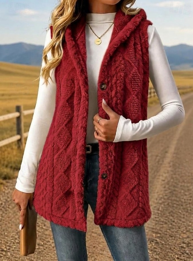 Damen Tunika Knöpfe Einfach Bohemien Vintage Lässig Ärmellos V Ausschnitt Mit Kapuze Lange Oberteile Lässig Ausgehen Blau Khaki Schwarz Rosa Rote Frühling Herbst Winter 2026 - $28.99 –P7