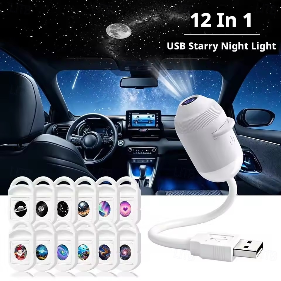 USB Galaxy Projector Starry Night Light, Star Projector with Flexible Gooseneck & 24 Films, 3 Brightness Levels Planet Ocean Sky Projector for Bedroom Car Decor, Creative Gift for Kids Adults 2026 - $18.99 –P9