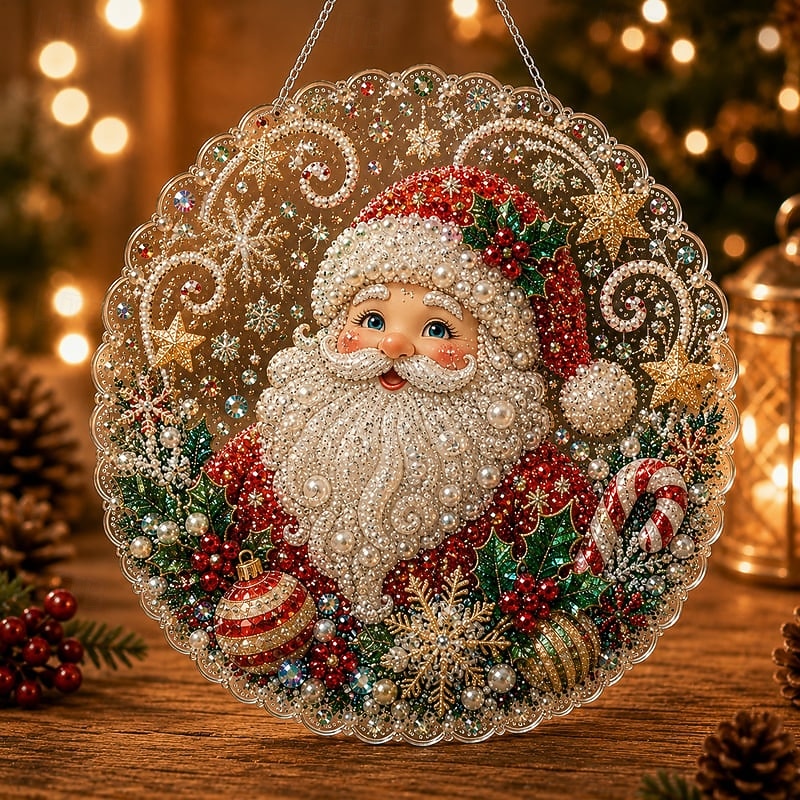 2026年 クリスマスパールダイヤモンドアート吊り下げオーナメントキット、傷つきにくく色褪せないパールビーズを使用した高級フロッキーキャンバス、DIY手作りホリデー吊り下げ装飾  コレクション – $19.99 –P1