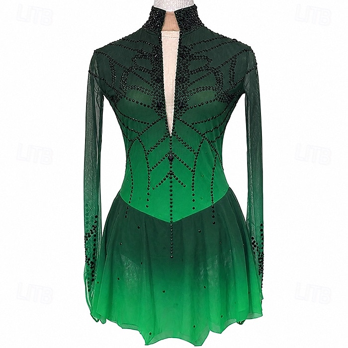 Abito da pattinaggio artistico Per donna Ragazze Pattinaggio sul ghiaccio Vestito Abiti Nero / Rosso Nero / verde Nero / blu Patchwork Orlo asimmetrico Spandex Rete Alta elasticità Competizione del 2026 a $168.99 –P6