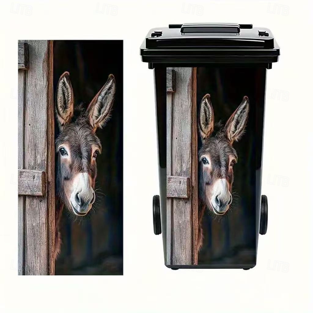 Adesivos para lixeira com desenho de burro (2 unidades), adesivos fofos de animais para decoração de lixeiras, adesivos de vinil removíveis e à prova d'água para lixeiras de casa, cozinha, banheiro e de 2026 por $16.99 –P6