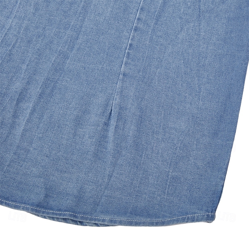 Men's Shirt Chambray Shirt Calico Shirt Button Up Shirt Casual Shirt Denim Shirt Denim Blue Black Dark Navy Blue Long Sleeve Plain Collar Daily Vacation Clothing Apparel Cotton Fashion Casual 2026 - $37.99 –P15