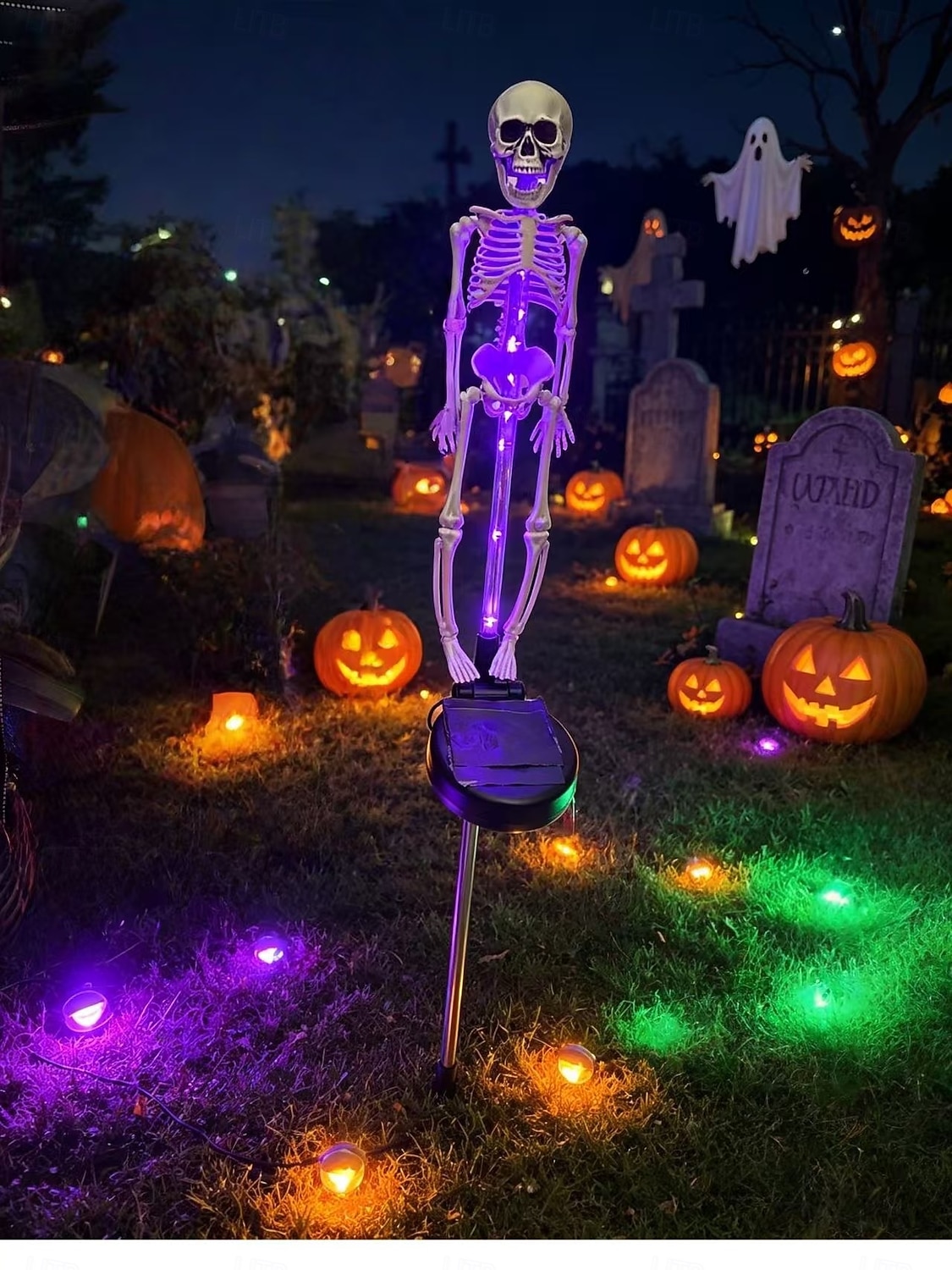 Solar Powered Skeleton Skeleton Ground Stake Lights, Outdoor Garden Yard Glowing Decorative Landscape Lamp for Halloween Holiday Party Atmosphere Decor 2026 - $16.99 –P12
