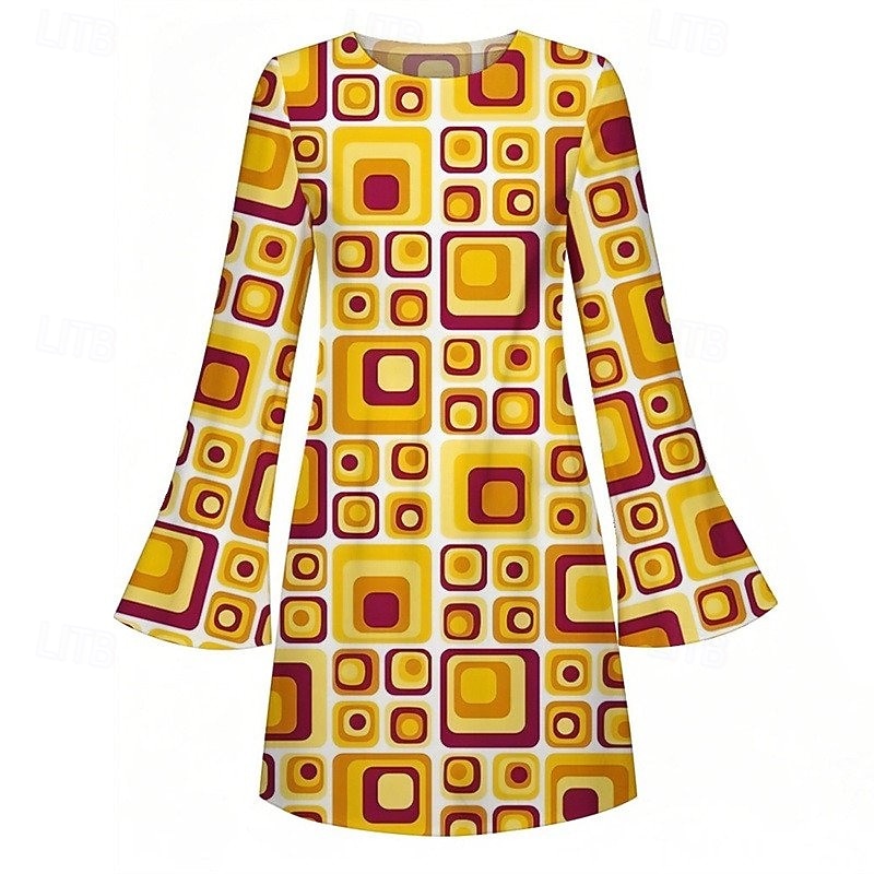 Retro Antiguo Años 70 Genial Vestidos Hippie Disco Geométrico Psicodélico Disfraz Mujer Víspera de Todos los Santos Carnaval Vacaciones Festival de Música Festival Adulto Vestido 2026 - $30.99 –P1